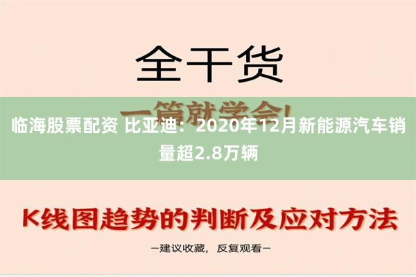 临海股票配资 比亚迪：2020年12月新能源汽车销量超2.8万辆