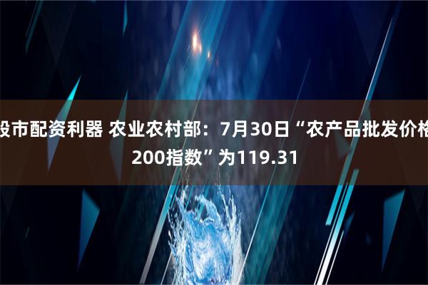 股市配资利器 农业农村部：7月30日“农产品批发价格200指数”为119.31